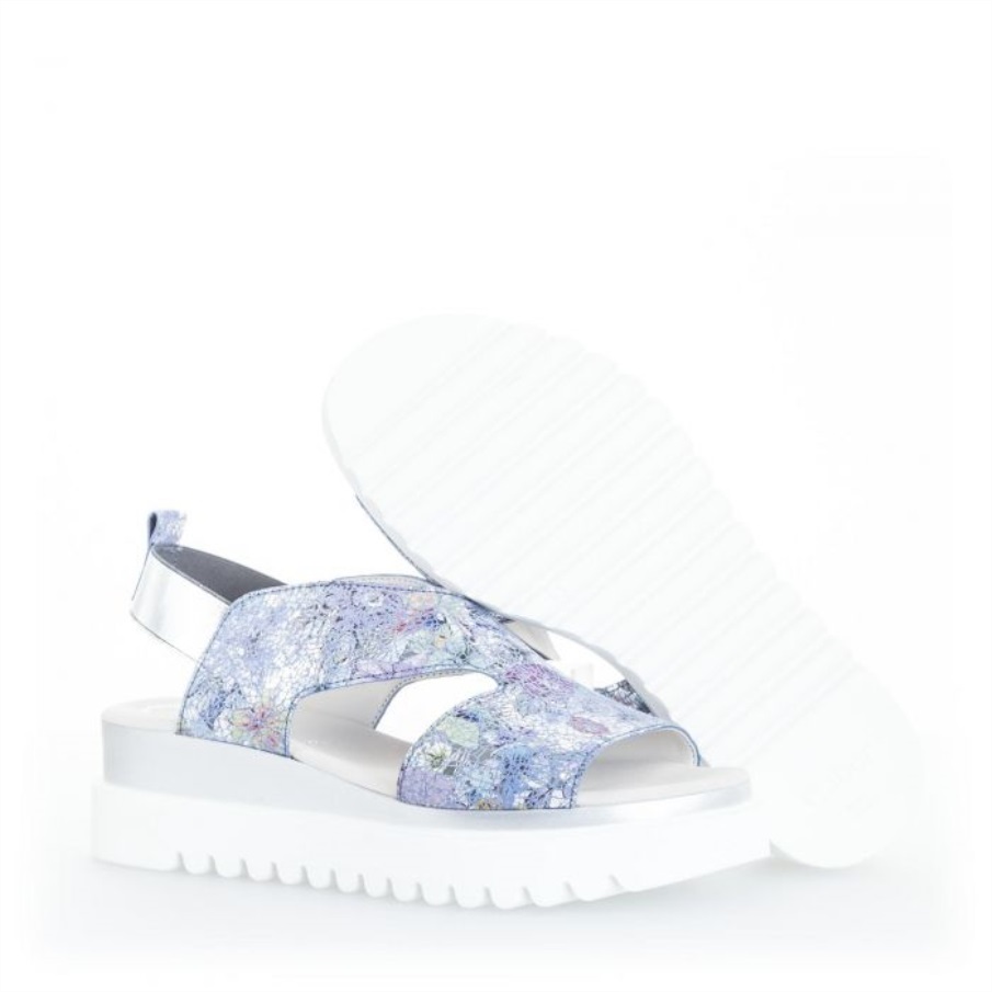 Gabor 23612.36 - Blå Metalliske Blomster Skinn