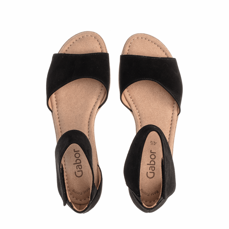 Svart Gabor Sandal Med Ankelbånd