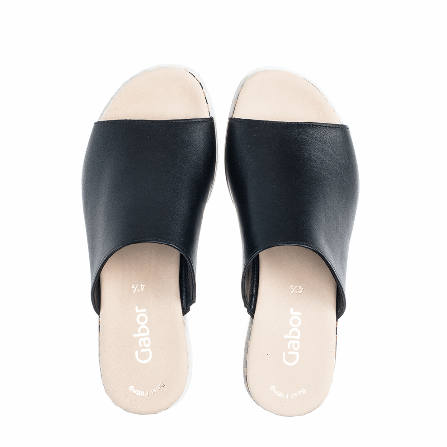 Svart/naturlig Plattform Slipon Sandal Gabor