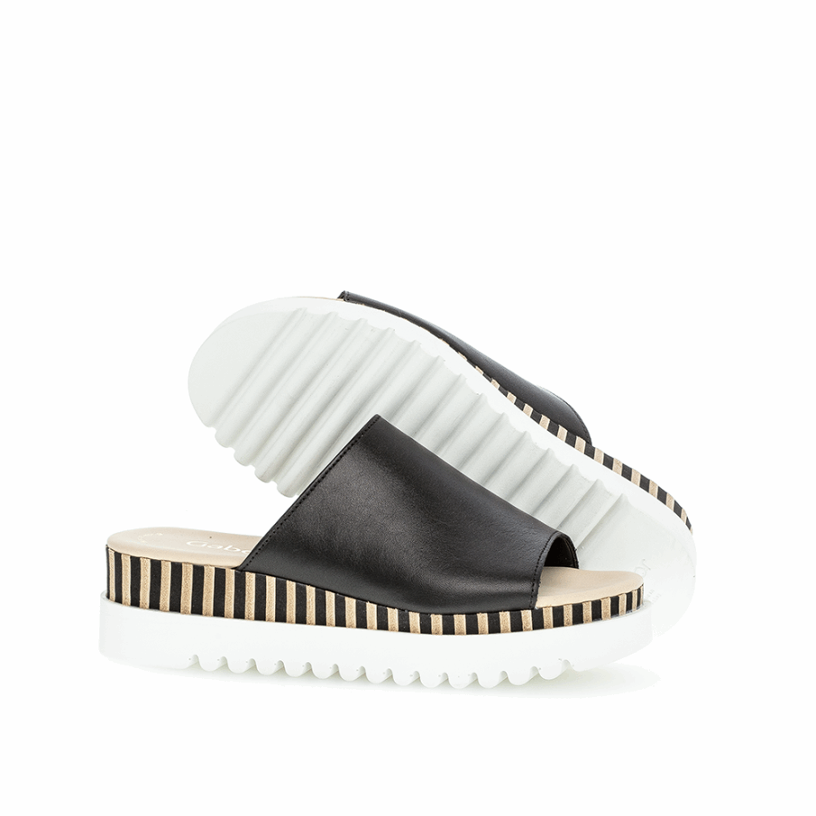 Svart/naturlig Plattform Slipon Sandal Gabor