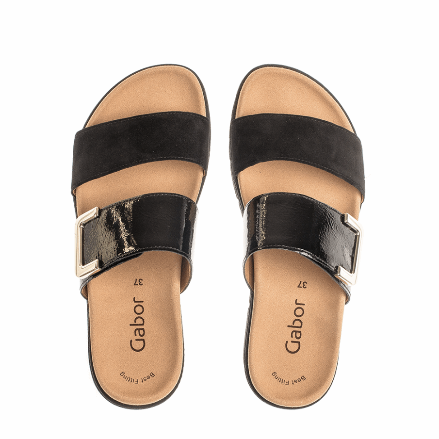 Svart Slipon Sandal Gabor