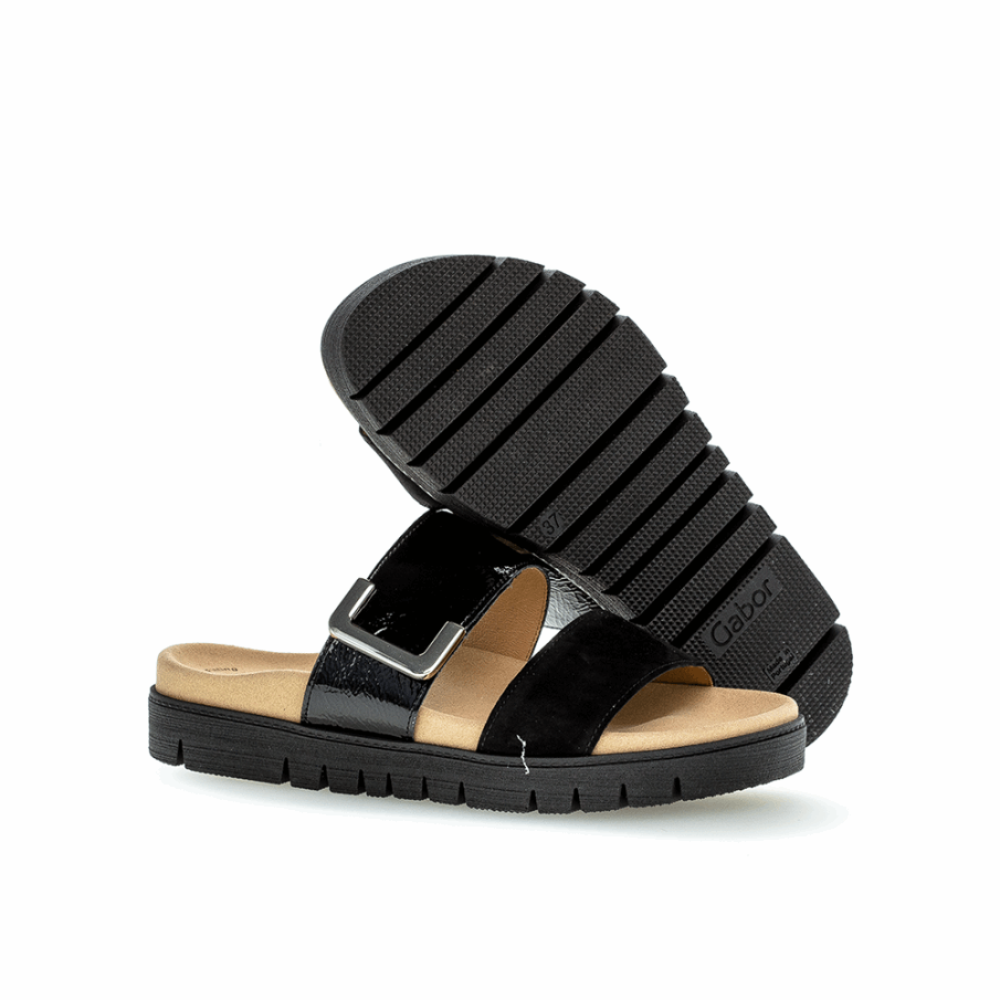 Svart Slipon Sandal Gabor