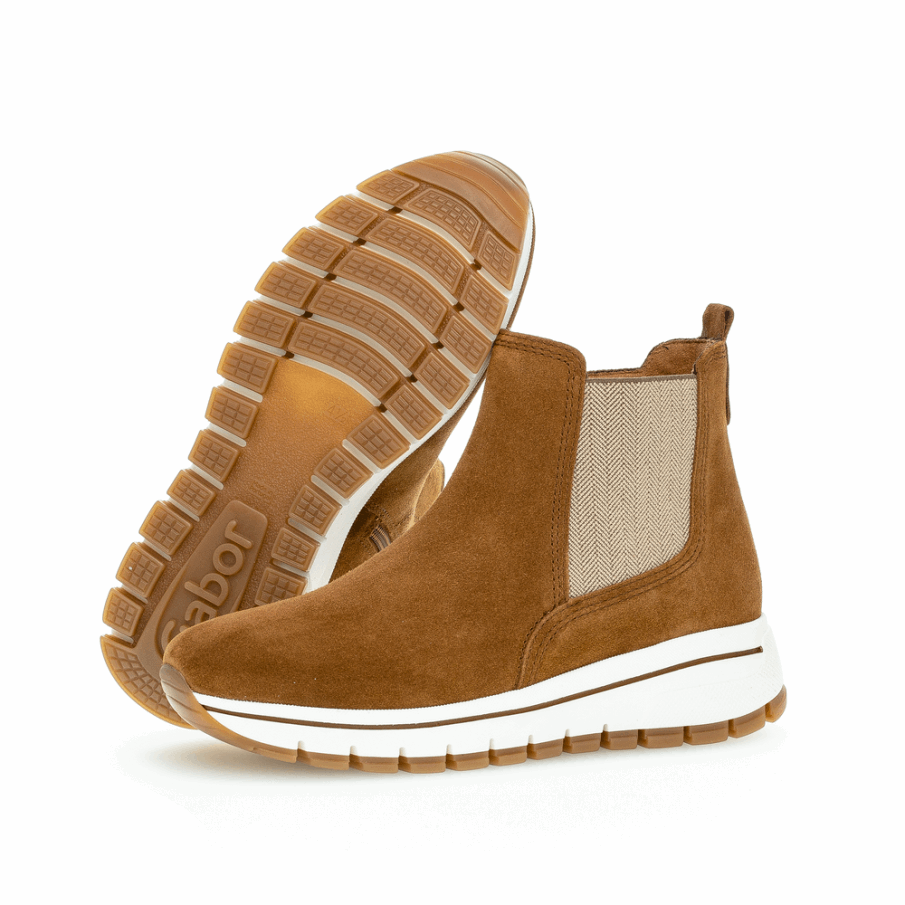 Cognac Gabor Wedge Bootie