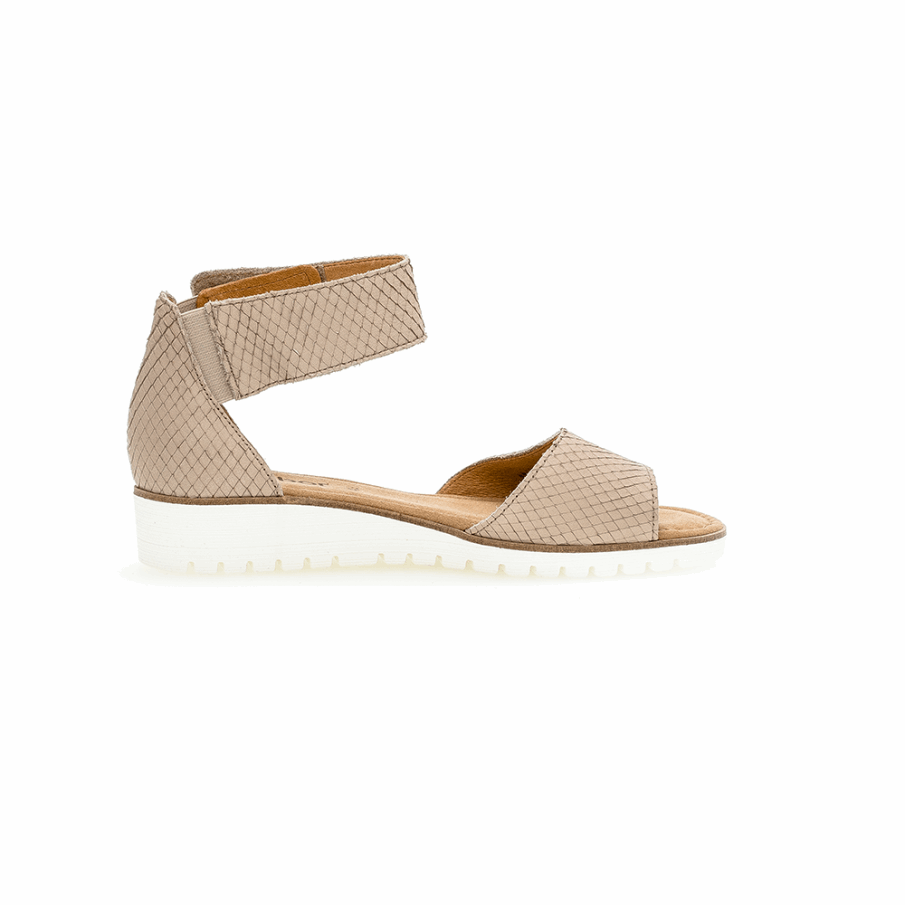 Gabor Beige Sandal Med Ankelbånd