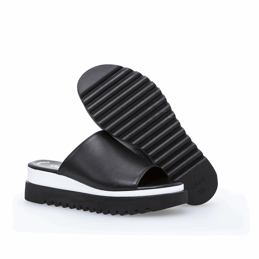 Gabor Svart Plattform Slipon Sandal