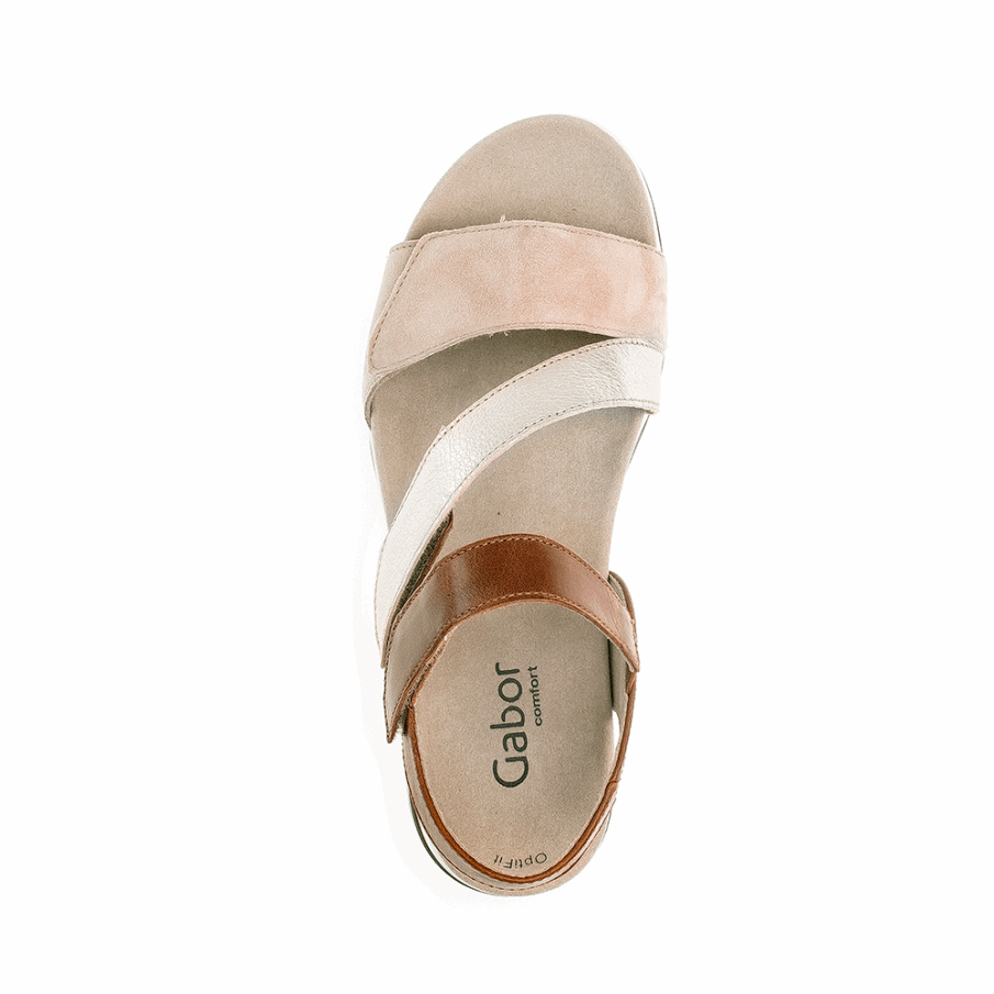 Gabor Karamell/gull/rosa Ankelstrop Sandal