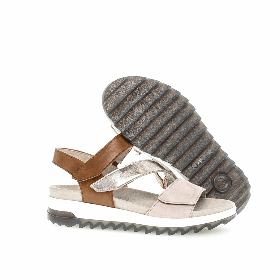 Gabor Karamell/gull/rosa Ankelstrop Sandal