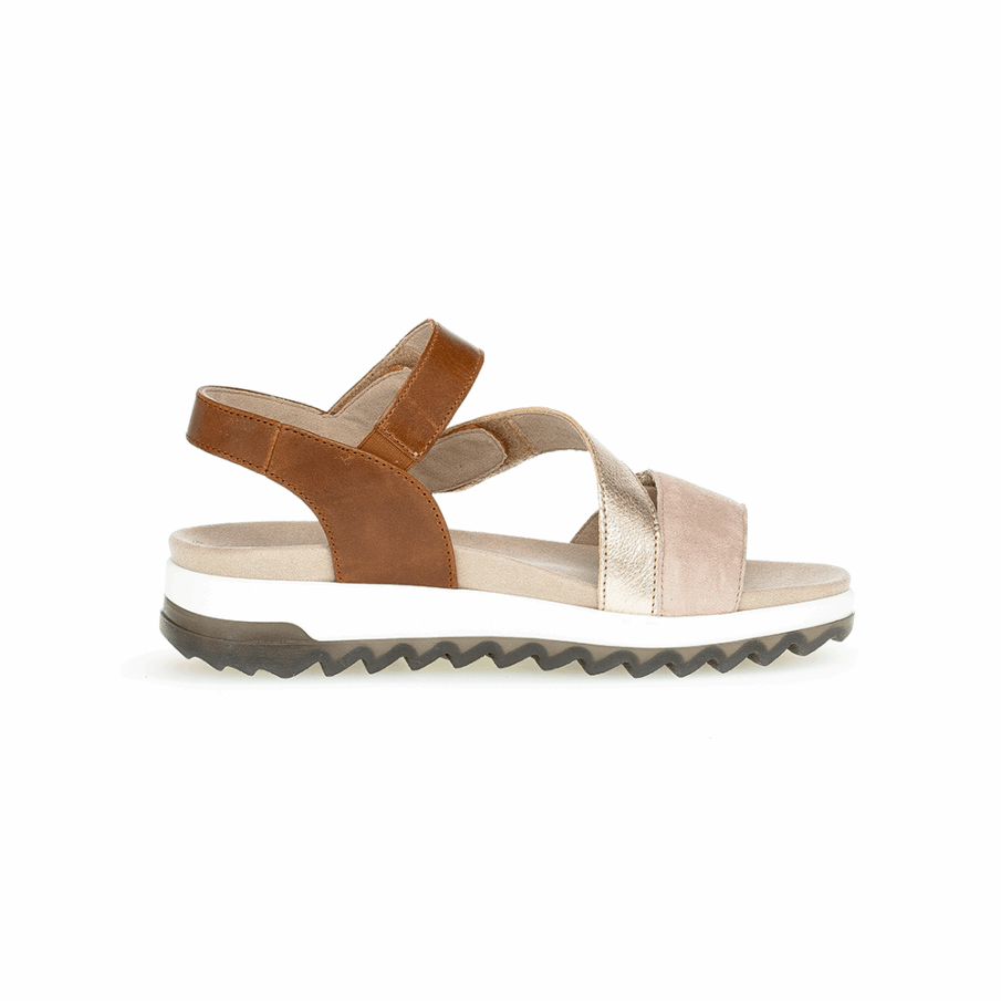 Gabor Karamell/gull/rosa Ankelstrop Sandal