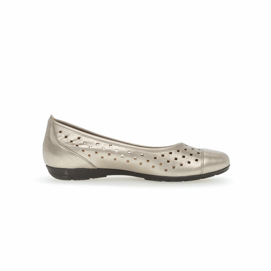 Metallisk Gull Perf. Balletflat Gabor