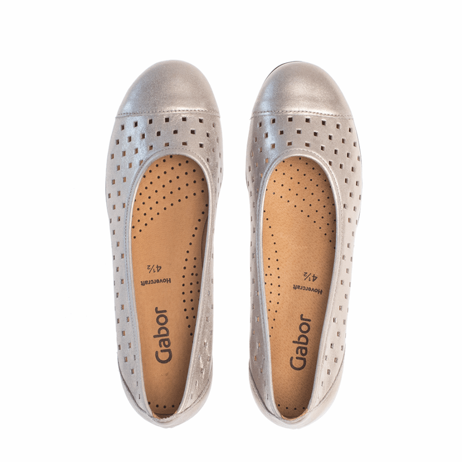 Perf. Balletflat Gabor Metallisk Gull