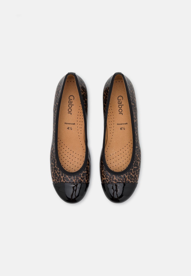 Svart/leopard Gabor Ballettpumper