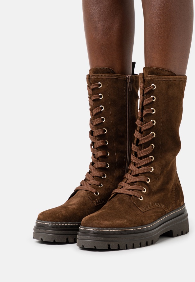 Gabor Mørk Rosa/panna Ankelstøvletter Med Snøre