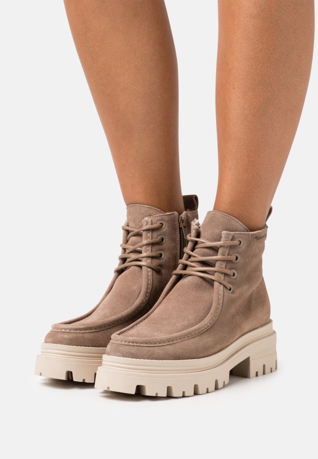 Gabor Mørk Rosa/panna Ankelstøvletter Med Snøre