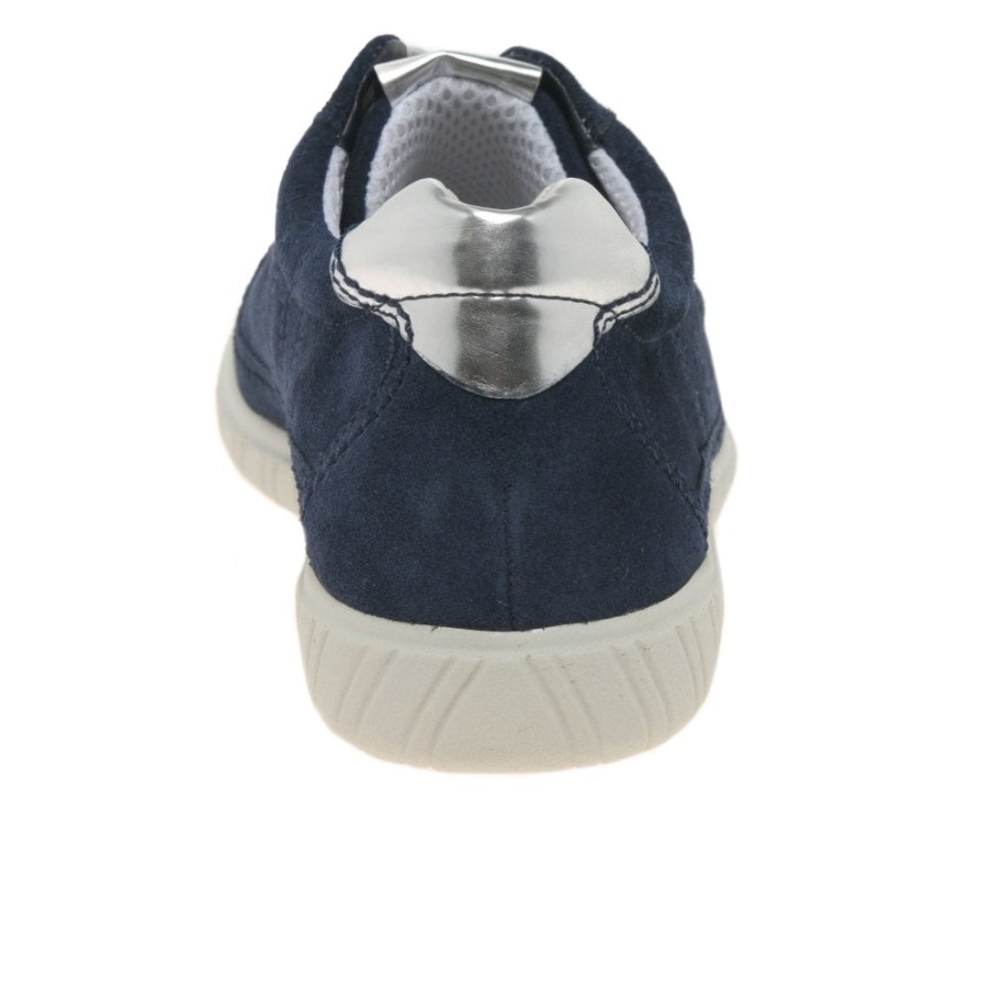 Amulett Kvinners Wide Fit Joggesko Gabor Marine Semsket Skinn/argento