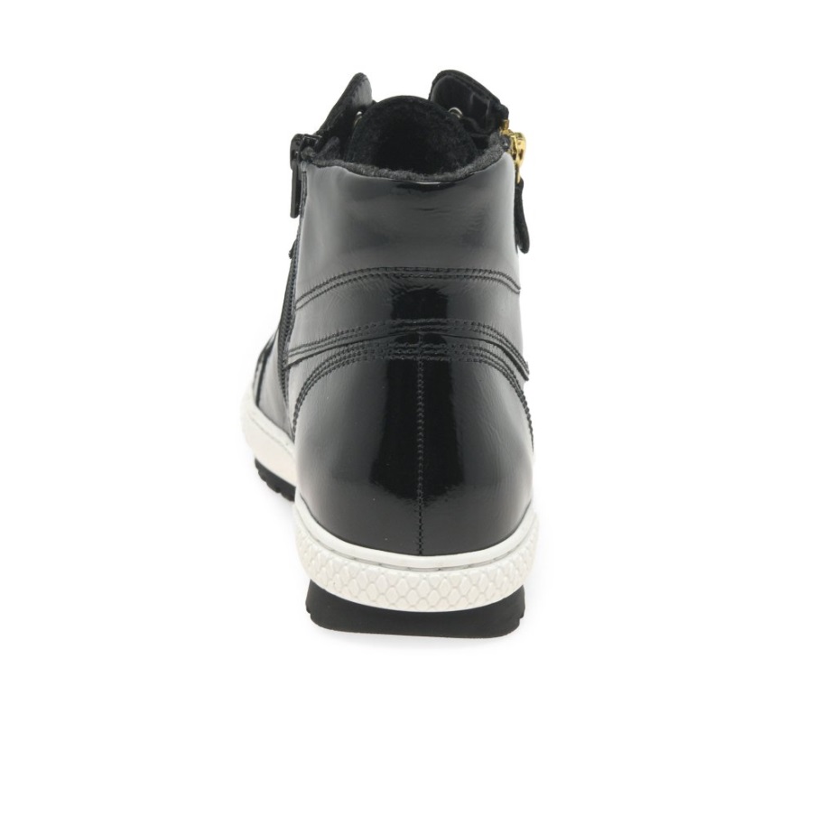 Svart Patent Bulner Uformelle Ankelstøvletter For Kvinner Gabor