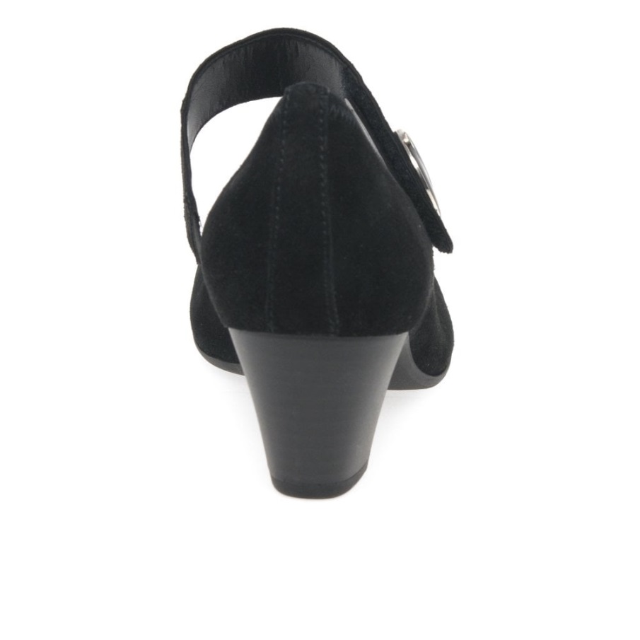 Svart Semsket Gabor Nola Dame Mary Jane Court Sko