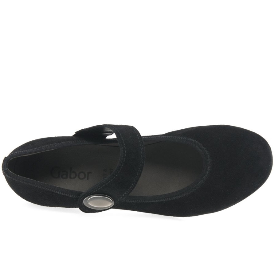 Svart Semsket Gabor Nola Dame Mary Jane Court Sko