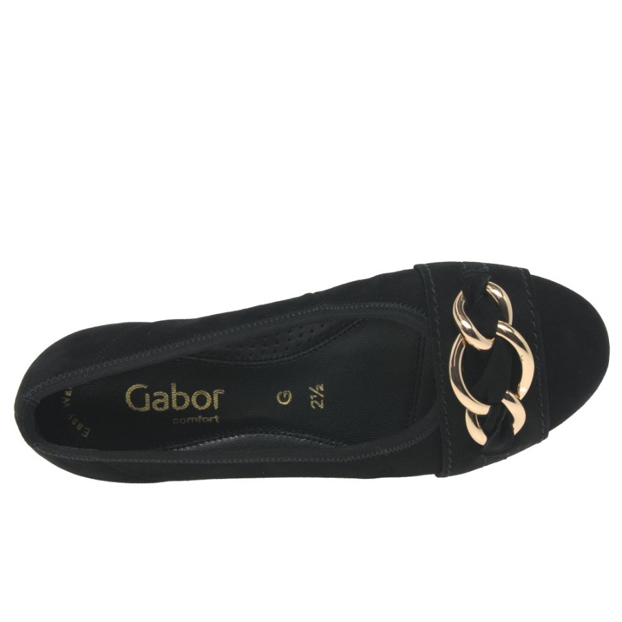 Svart Semsket Gabor Sigrid Ballet Pumps For Damer