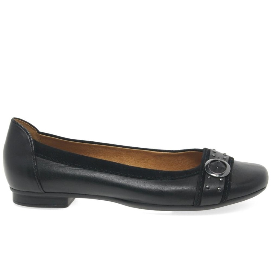 Svart/semsket Skinn Michelle Kvinners Casual Stud Spenne Pumps Gabor