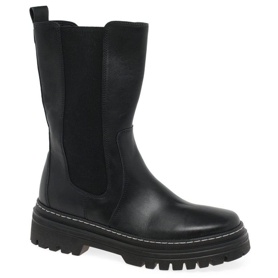 Svart/hvit Søm Gabor Norge Gaby Legglange Støvler For Damer