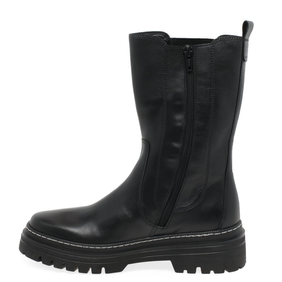 Svart/hvit Søm Gabor Norge Gaby Legglange Støvler For Damer