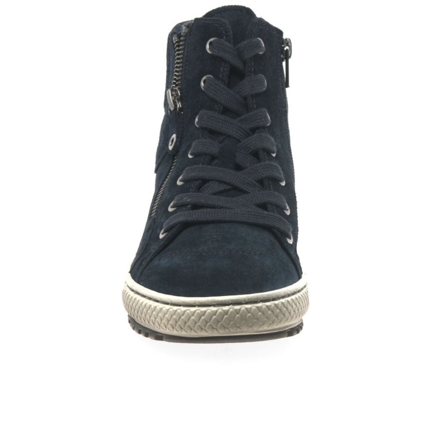 Bulner Uformelle Ankelstøvletter For Kvinner Marine Semsket Skinn Gabor