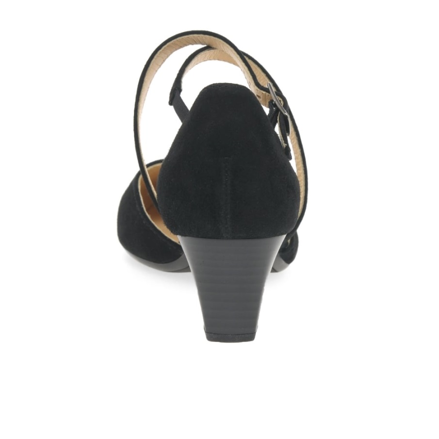 Callow Kvinners Moderne Cross Strap Domstol Sko Gabor Svart Semsket Skinn
