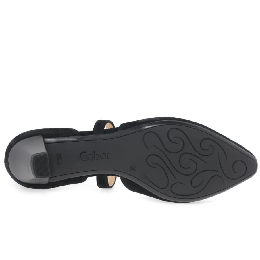 Callow Kvinners Moderne Cross Strap Domstol Sko Gabor Svart Semsket Skinn