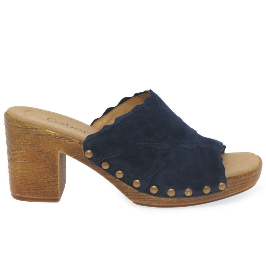 Carmen Damesandaler Marine Semsket Skinn Gabor