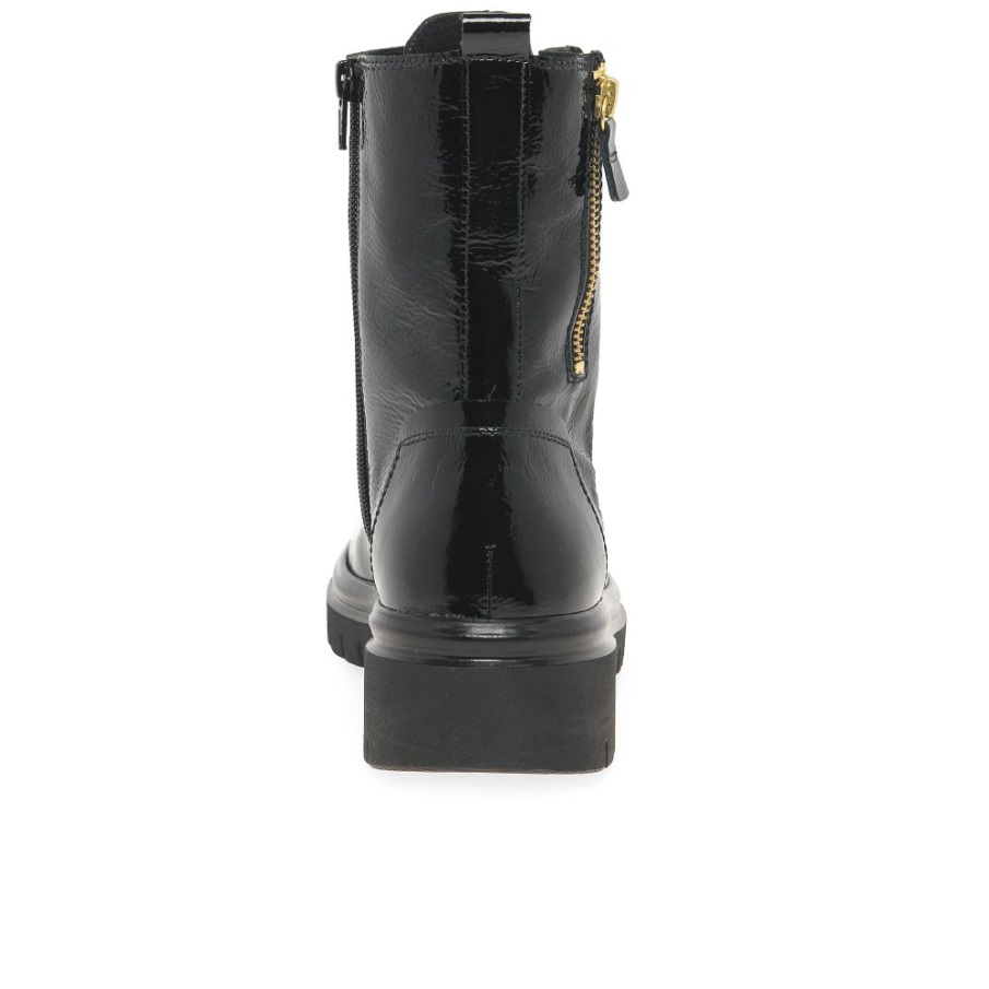 Hytte Dame Biker Boots Svart Patent Gabor