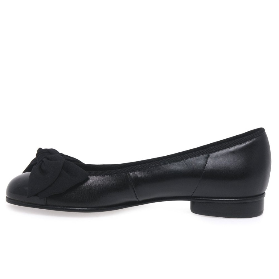 Gabor Amy Bow Trim Ballerina Pumps For Kvinner Svart