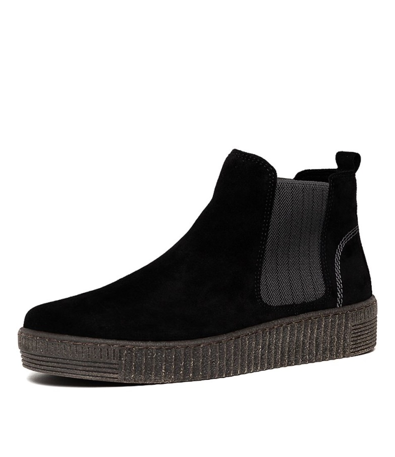 Gabor Angels Schwarz-grå Semsket Skinn