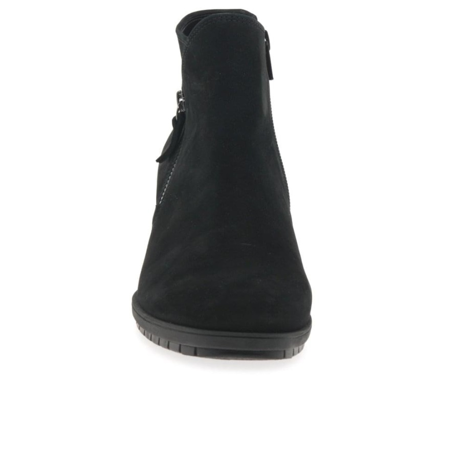 Gabor Svart Nubuck Olivetti Ankelstøvletter Med Glidelås For Kvinner