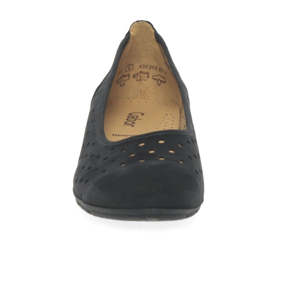 Gabor Sorte Nubuck Volanger Damesko Med Stansede Detaljer