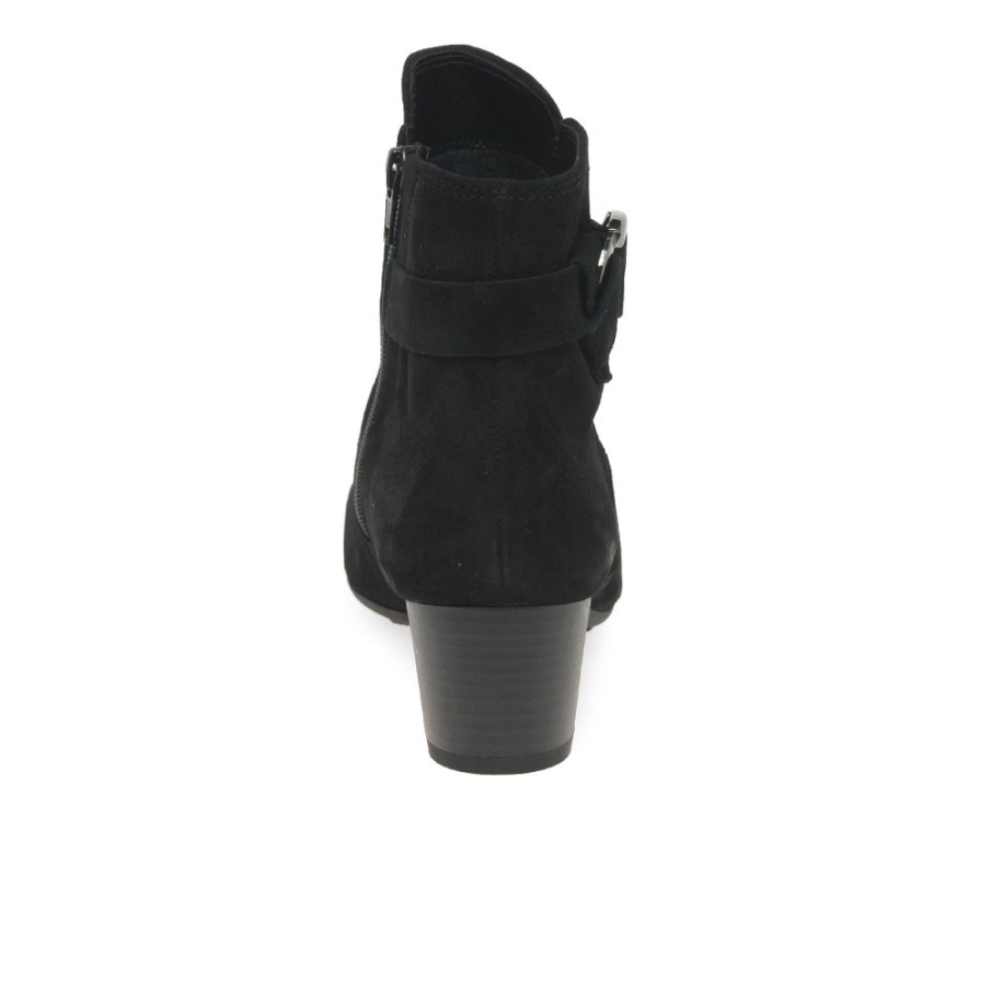 Gabor Svart Semsket Hamp Ankelstøvletter For Kvinner