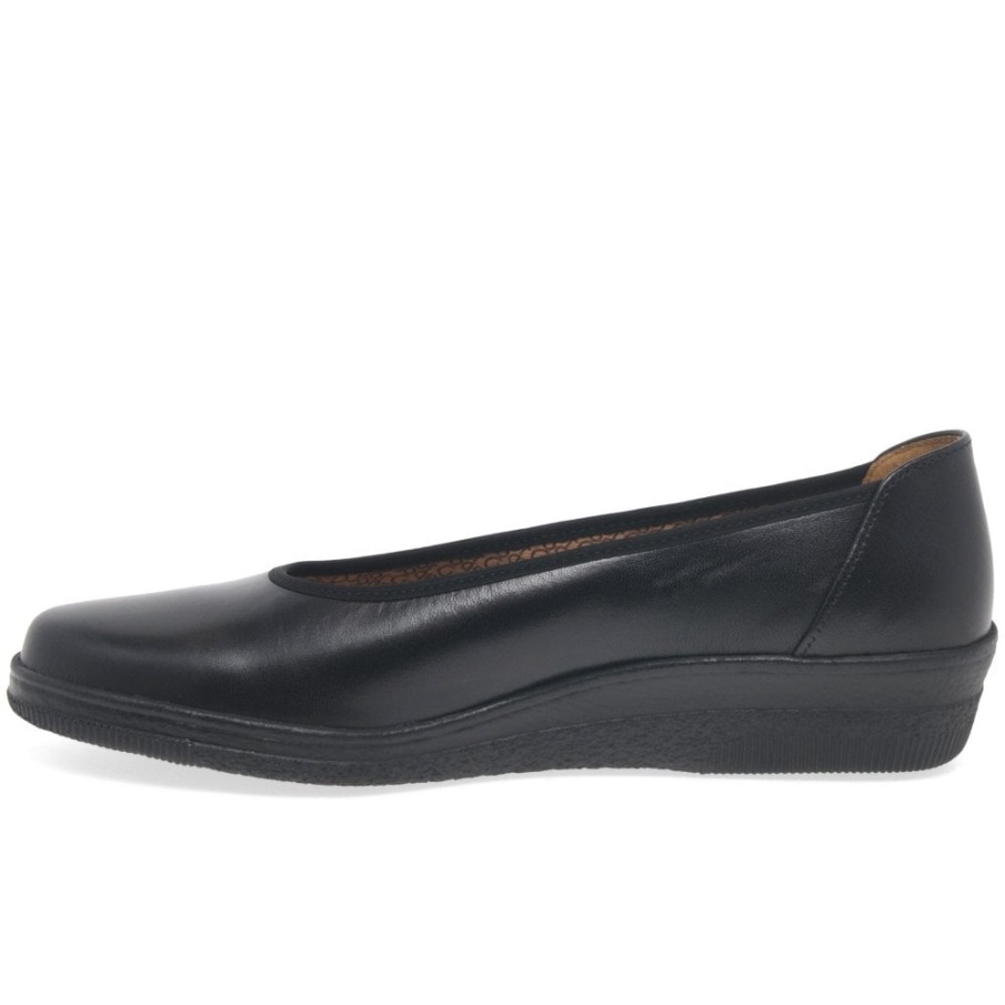 Gabor Piquet Kvinners Wide Fit Ballerina Pumps Svart