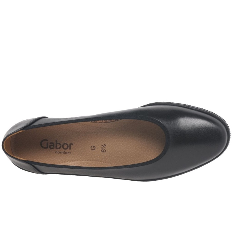 Gabor Piquet Kvinners Wide Fit Ballerina Pumps Svart