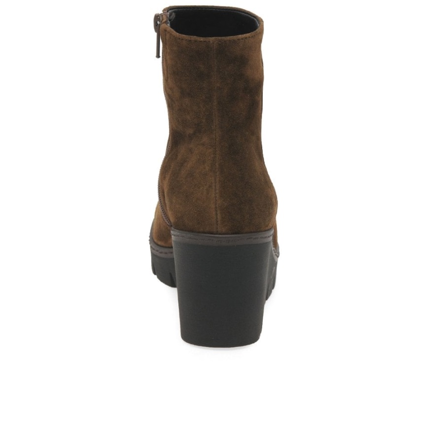 Gabor Whisky Semsket Skinn Utopia Chunky Kilehæl Ankelstøvletter For Kvinner