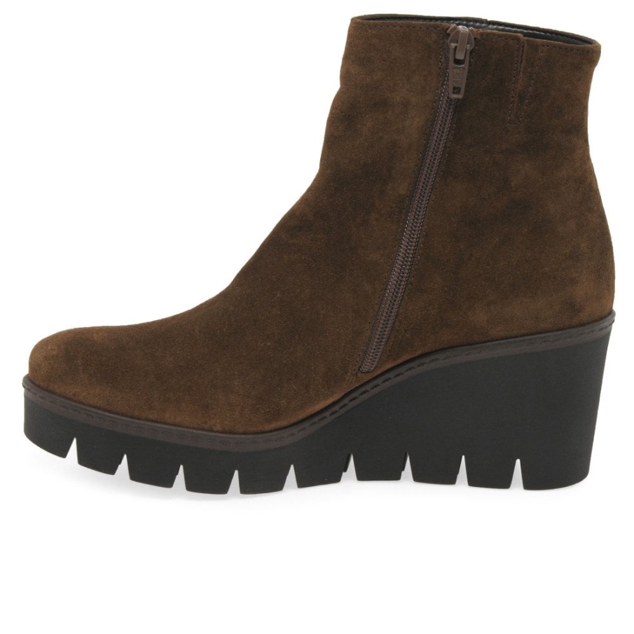 Gabor Whisky Semsket Skinn Utopia Chunky Kilehæl Ankelstøvletter For Kvinner