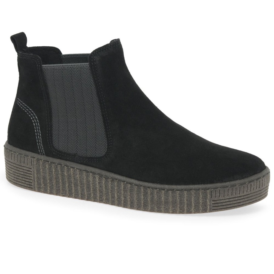 Lourdes Chelsea Boots For Kvinner Gabor Svart Semsket Skinn