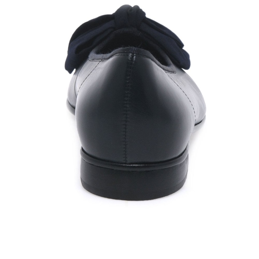 Marineblå Gabor Amy Bow Trim Ballerina Pumps For Kvinner