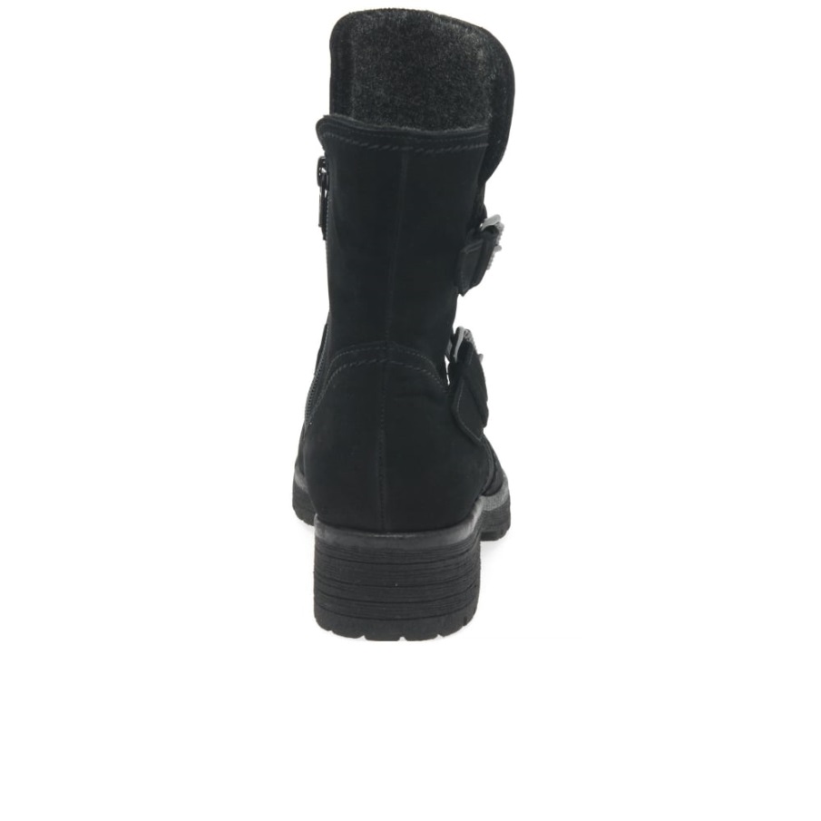 Shiraz Damespenne Biker Boots Gabor Black Oil Nubuck