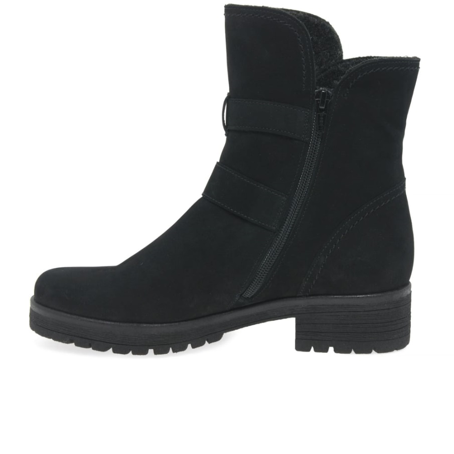 Shiraz Damespenne Biker Boots Gabor Black Oil Nubuck