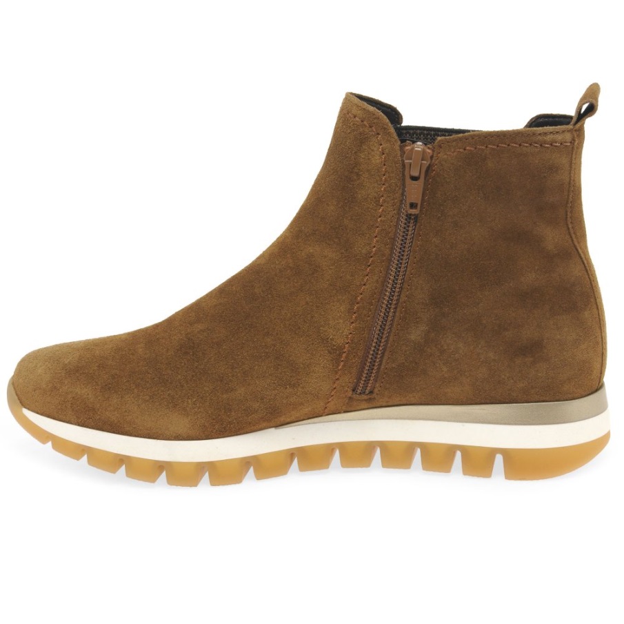 Teller Ankelstøvletter For Kvinner Gabor Konjakk Semsket Skinn