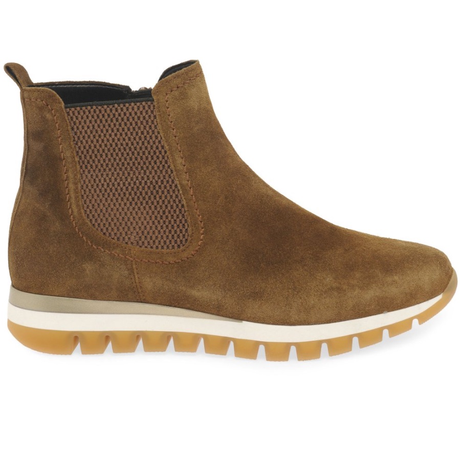 Teller Ankelstøvletter For Kvinner Gabor Konjakk Semsket Skinn