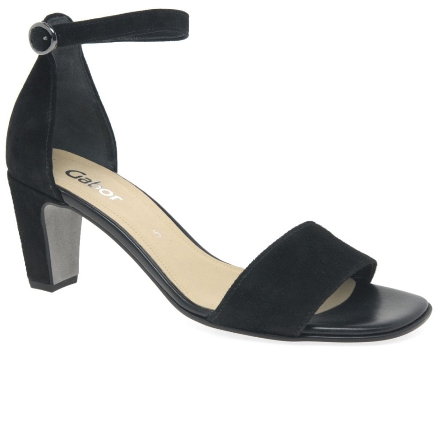 Unicorn Høyhælte Sandaler For Kvinner Svart Semsket Skinn Gabor