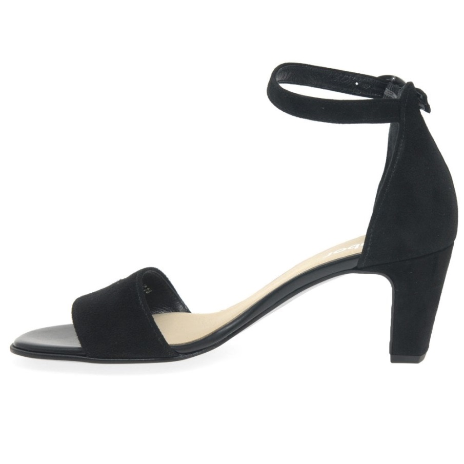 Unicorn Høyhælte Sandaler For Kvinner Svart Semsket Skinn Gabor