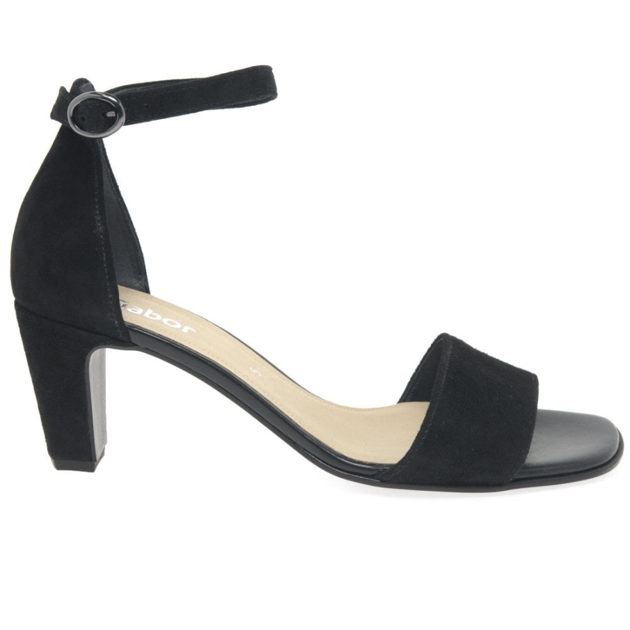 Unicorn Høyhælte Sandaler For Kvinner Svart Semsket Skinn Gabor